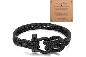 JUGNAW Braided Rope Bracelet for Men - Perfect 13th 16th 18th 21st Birthday/Christmas/Graduation Gift, Stainless Steel Buckle, 8" Adjustable Size Birthday Bracelet Gifts for 14 15 17 19 20 Year Old Boys