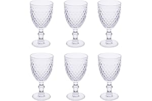 Villa d'Este Home Tivoli 1996 Madame - Juego de 6 copas de vino de 370 ml de cristal, superficie trabajada efecto diamante, transparente