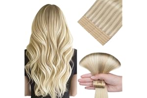 HOTBANANA Extension Capelli Veri Biadesivo, da Biondo Cenere a Biondo Oro e Biondo Platino Extension Biadesive Capelli Veri Lisci 40cm 20pcs Remy Tape in Hair Extensions 50g