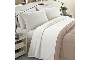 BANZAII TEXTILE INNOVATOR ONLINE Banzaii Completo Lenzuola Invernale Felpate in Flanella Anti-Pilling 100% Cotone, adatto anche ai materassi più alti, 4 pezzi, Francese Panna