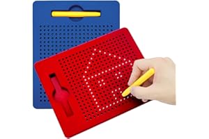 Queryifv 2 Stück Magische Magnetspiel, Magnetspiel für Kinder, Magnetisches Stahlkugel Zeichenbrett, Magnet Zaubertafel mit Kugeln und Stift, Reißbrett für Pädagogische Geschenke (Rot, Blau)