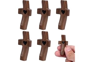 Tinoaly 5pzs Cruces Fidget de Madera, Cruz Pequeña Madera para Oraciones Bolsillo Calmante Sostener Regalos Religiosos para Adultos Niños Pascua & Aliento Diario
