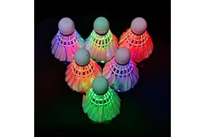 Mitening 6 Pièces Badminton LED, Volant Lumineux Badminton, LED Volant de Badminton Balle, Badminton Lueur Grande Stabilité et Durabilité pour Les Activités Sportives Intérieur et Extérieur