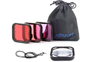 SOONSUN Tauchfilter für offizielles wasserdichtes Gehäuse für GoPro Hero 7 6 5 Schwarz – Rot, Hellrot, Magenta, 5 x Nahaufnahmen Makrofilter – Farbkorrektur für Unterwasser-Fotos und -Videos