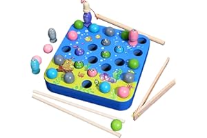 HOMCENT Angelspiel Holz Magnetisch-3 in 1 Magnet Angelspiel Holzspielzeug -Montessori Spielzeug ab 3+ Jahre-Motorikspielzeug Reisespiele Lernspiele für Kinder-Geschenk für Jungen und Mädchen