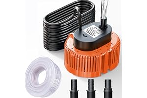 LNICEZ Pompa Sommersa Per Piscine, Cantine, Laghetti Da Giardino, Pompa Per Acqua Scure Con Tubo Di Scarico e Cavo di Alimentazione Extra Lungo 7.5m, Pompe per Acqua a Basso Rumore (arancione)