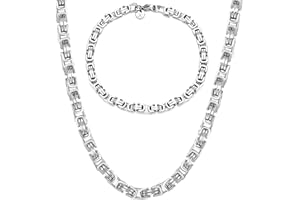 Kim Johanson® Edelstahl Herren Königskette Set in Silber | Armband und Halskette | Breite Kette für Männer | Wasserfest | Dicke Armkette | 5mm Breit | Verschiedene Längen | Massive Silberkette