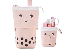 YeahBoom Federmäppchen Reißverschluss,2-in-1 Schlampermäppchen und Stifteköcher,Federmäppchen Mädchen,Ständer Bleistifthalter,Teleskopisch Mäppchen,Stifteköcher für Teenager Schülerin