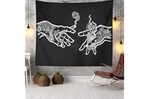 DOLLIN&DOCKIN Wandteppich Weiß und Schwarz Blumenhände, Funny Hippie Boho Neuheit Wandteppich Wandbehang, Art Decor Print Stoff für Schlafzimmer Wohnzimmer College Dorm, 40×30 inch (100×75 cm)