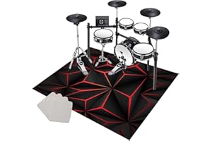 KQIEJUY Tapis pour Batterie Acoustique Electronique Tapis de Tambour Professionnel Antidérapant 140 x 120 cm Tapis Insonorisé pour Basses Caisse Claire et Autres Instruments Tapis pour batterie Tambour