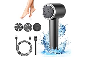 AISSOM Hornhautentferner Elektrisch, Wiederaufladbare Hornhautentferner mit Vakuumadsorption, 2 Speeds, 4 Köpfe, IPX6 Wasserdicht Elektrischer Hornhautentferner für Die Fußpflege, Rissige Trockene Haut