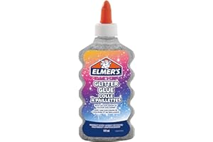 Elmer's pegamento con purpurina plateado, lavable y apto para niños, 177 ml