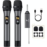 Wireless Microphone, TONOR UHF Dual Cordless Metal Dynamic Mic System with Rechargeable Receiver, for Karaoke Singing, Weddin