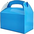 The Dreidel Company Gable Treat Boxes, Goodies Favor Gift-Box for Kids Birthday Party Favors, Weddings Events, Baby Shower, 6.25" x 3.5" x 3.5" Inch Box (Blue Treat Box)