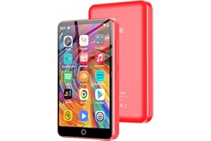 ZAQE Reproductor MP3 de 80 GB con Bluetooth y WiFi, Reproductor MP3 con Pantalla táctil de 4,0 para niños, Altavoz Integrado, Reproductor MP4 con Spotify, Audible, Deezer, Radio FM, hasta 1TB (Rojo)