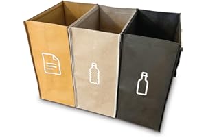 qikfresh - Sistema de separación de residuos con 3 compartimentos para reciclar vidrio usado, papel usado, plásticos, etc. | Cubos de recogida para el almacenamiento de residuos (Sólo símbolos)