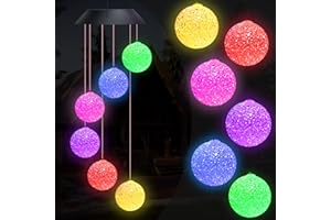 Mardiko Wind Chimes Solar Lights Colour Changing Wind Bells for Outdoor Garden Decoration, Ball