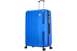 FLYMAX 24" Medium Suitcase Super Lightweight 4 Wheel Spinner Hard Shell ABS Luggage Hold Check in Travel Case 65 Litre Blue