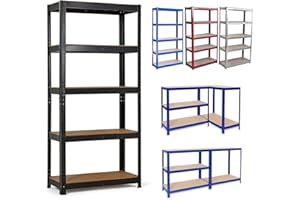 JUPITOR Garage Shelving Units, 5 Tier Garage Storage Metal Shed Shelving Unit Storage Shelves Utility Storage Rack, 875KG Capacity Greenhouse Garage Corner Shelf for Kitchen Workshop Office Warehouse, 150cm