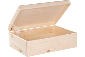 LAUBLUST Holzkiste mit Deckel - 40x30x14cm, Natur, FSC® - Allzweckkiste ohne Griffe - Aufbewahrungsbox | Erinnerungskiste | Bastel- & Geschenkbox