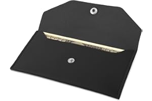 TEAAHA Money Wallets for Cash Gifts, Money Envelopes Wallet Genuine Leather Purse Organizer Reusable Budget Envelope Wallet Retro Clutch Wallets for Men Women Cash Check Billing, Minimalist Design (Black)