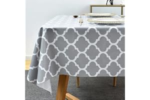 Plenmor Table Cloth Wipeable PVC Tablecloth Waterproof Wipe Clean Plastic Vinyl Table Cover Protector Rectangular for Outdoor Picnic Party (137x200 cm, Gray)