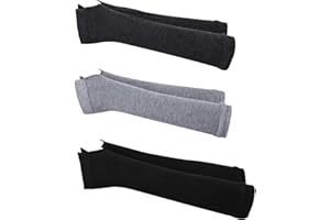 Cetornie 3 Pairs Winter Long Fingerless Gloves for Arm Warmers Fingerless Elbow Length Gloves Winter Wrist Long Gloves for Winter Outdoor Sports (Black, Dark Grey & Light Gray)