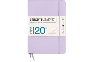 LEUCHTTURM1917 370337 Carnet de notes Medium (A5), EDITION 120, Papier 120 gr/qm, Couverture rigide, 203 pages numérotées, Lilac, blanc