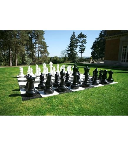 Ubergames Échecs de jardin - Figurines d'échecs Giga jusqu'à 64 cm - Imperméable et résistant aux UV (32 pièces, 2 à 10 joueurs