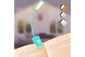 Gritin 16 LED Luz de libro, Lampara Libro de Lectura con 3 Modos de Protección para Los Ojos (Blanco/Ámbar/Mixto) - Atenuación Continua, Recargable, Batería de Larga Duración, Luz de Lectura con Clip
