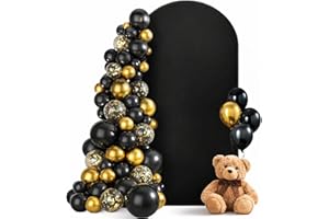 MEYUXG Bogen Hintergrund Abdeckung – Doppelseitiger Hochzeitsbogen Backdrop mit runder Oberseite, idealer Fotohintergrund für Hochzeit, Geburtstag, Zeremonie, Party & Bankett Dekoration (Schwarz, 1,2x2,2m)