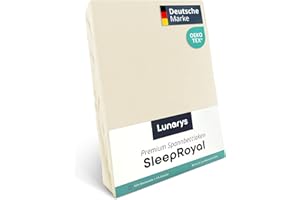 Lunarys® SleepRoyal Luxus Spannbettlaken 90x200cm - Creme - 250 g/m² Premium Bettlaken - 40 cm Steghöhe - für hohe Matratzen, Boxspringbett & Matratze + Topper & Wasserbett - Stretch Jersey