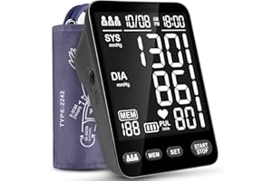 YONLO Upper Arm Blood Pressure Monitor for Home Use with Large Backlit Display & 9-17 inch Comfortable Blood Pressure Cuff - 3-User Mode 199 Memories