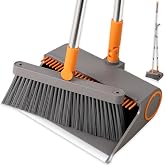 Mitclear Long Handle Folding Dustpan and Broom Set 140 cm | 180&deg; Rotating Sweeping Brush, Dustpan with Aluminum Alloy Edge fo