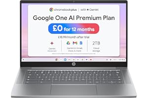HP Chromebook Plus 14", Intel Core i3 N-series Processor, 8 GB RAM, 256 GB Flash Storage, Intel UHD Graphics, FHD Display, Up to 11hrs battery, Chrome OS, Dual Speakers, Silver, 14a-nf0000sa