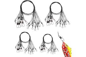 FANTASYON 40pcs Fishing Leaders - Stainless Steel Lure Wire with Swivels and Snaps - Heavy Duty Pike Traces for Saltwater and Freshwater (15cm, 20cm, 25cm, 30cm)