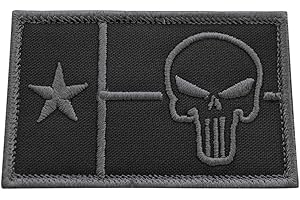 LEGEEON Subdued Texas Flag Punisher Lone Star 2x3.25 Army Morale Tactical Touch Fastener Patch