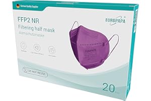 EUROPAPA® 40x maski FFP2 maska ​​oddechowa 5-warstwowe maski przeciwpyłowe higieniczne, pojedynczo pakowane ciało certyfikat EN149:2001+A1:2009 maska ​​na twarz EU2016/425 (fioletowa)