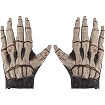 Laxte Creepy Skeleton Gloves - Skull Gothic Grim Reaper Hairy