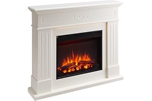 CrownFlame Leandros Camino Elettrico da terra,Caminetto elettrico con Riscaldamento 1000/2000 W, Effetto Fiamma realistico in 3D, Illuminazione LED, Controllo remoto, Timer, Termostato - bianco…