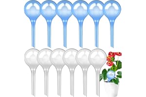 MZJAUVF Pack of 12 Watering Balls, 13 x 5 cm Plant Watering Balls, 70 ml Automatic Watering Ball, Plant Watering, Self-Watering for Indoor Plants, Balcony, Garden, Transparent and Blue