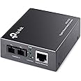 TP-Link Gigabit SFP to RJ45 Fiber Media Converter | Fiber to Ethernet Converter | 10/100/1000Mbps RJ45 Port to 1000Base-LX Single-Mode Fiber (MC210CS) Grey
