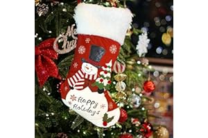 Mauts 20" White Christmas stocking, Christmas decorations stocking With Silver Pearl Snowflakes, Used For Gift Box Mantel Decoration Party Christmas (Red 1)