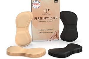 Health Press® Podkładki na pięty – Zestaw 12 sztuk – Samoprzylepne wkładki do dużych butów – Szpilki, trampki, wysokie obcasy – Wygodne wkładki zapobiegające powstawaniu pęcherzy i otarć