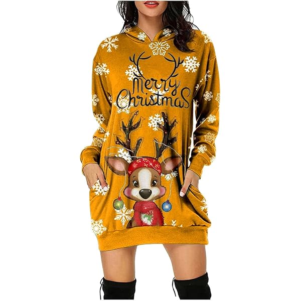 Weihnachtskleid Langarm Mit Rentier-Druck – Off Shoulder, Mini-Länge, Partykleid Für Damen & Teenager