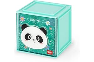LEGAMI - Boîte modulaire de bureau Cutie Cubes, Thème Panda, Organiseur de Bureau, Boîte de rangement, Feuille d'autocollants inclus, Empilable, Multifonctionnel, en ABS, 90 x 90 x 100 mm