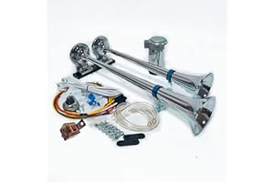 YIYIDA 170db Car Air Horn - 24V Chrome Zinc Silver Trumpet With Air Pump Compressor - Loud Double Tube Auto Horn for Car, Truck, Train, Lorry, Ship