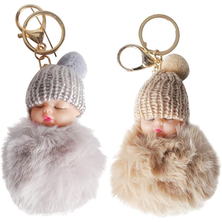Personalisiert Plüschlschlüsselanhänger Mit Namen & Pompom, Karabiner – Geschenk Für Damen, Kinder, Mädchen