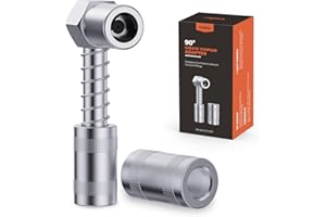 TRILINK 90-Grad Fettpresse Mundstück Adapter – Winkel-Fettpresse-Kupplung für enge Stellen – Hochdruck-Aufsatz für Fettpresse – 3-Backen-Schnellverschluss für Standard-Schmiernippel