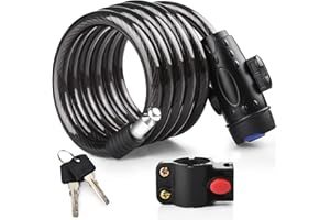 Candado Bicicleta, [Larga-1.8M] Diyife Candado de Cable, Impermeable Cadena Bici, Candados Antirrobo Bicicletas con Montatura, Largo Exterior Candado de Cable MTB Patinete Carretilla Bici